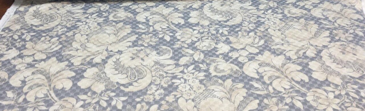 1 Yard Quilted Shale Grey Damask Fabric for Upholstery Drapery Projects 54 Inch Width